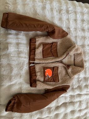 Crop Sherpa Jacket - Brown Faux Shearling